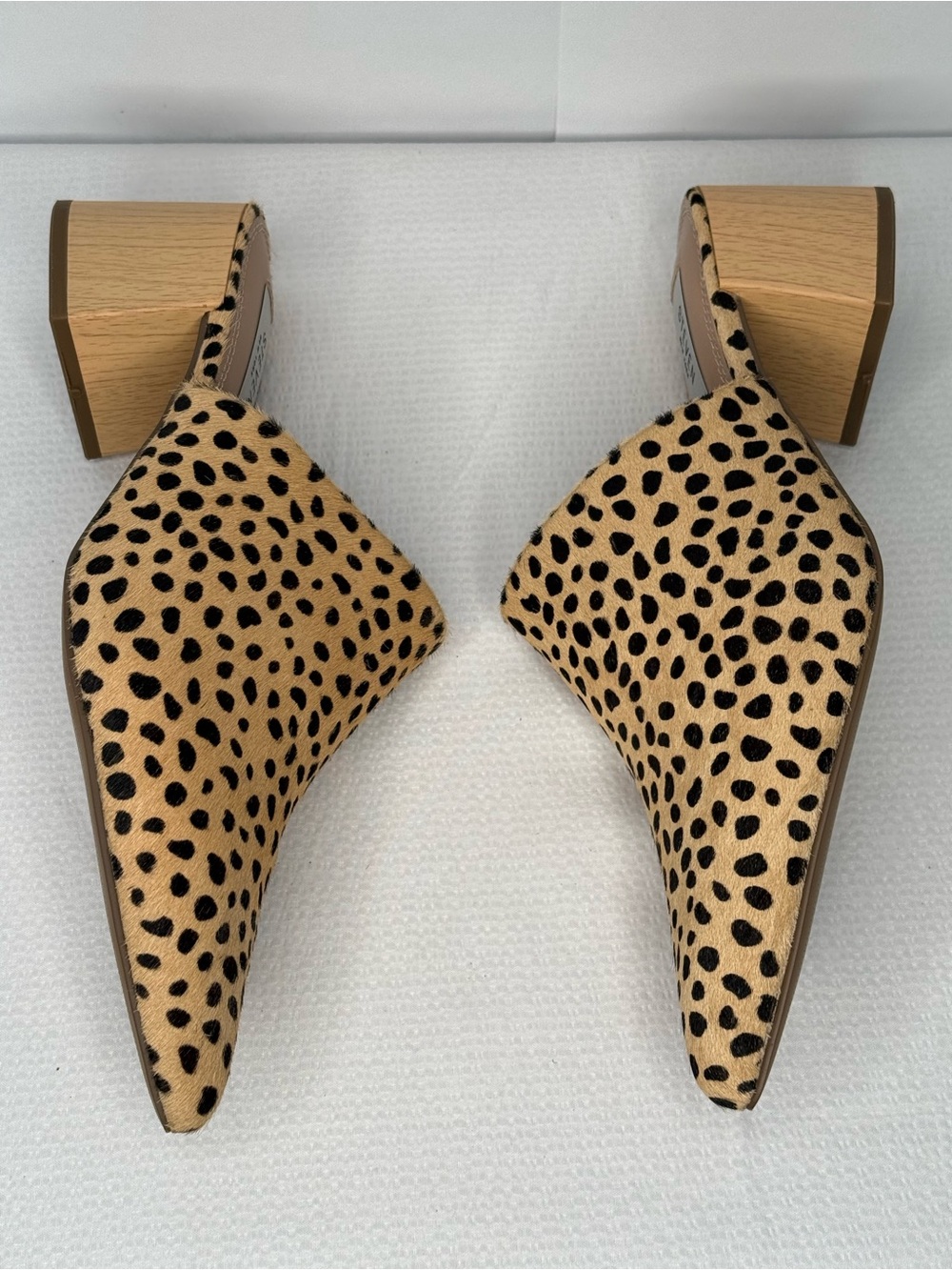 Steven Cheetah Print Tan and Black Pointed Slip-On Mules - Picture 4 of 8